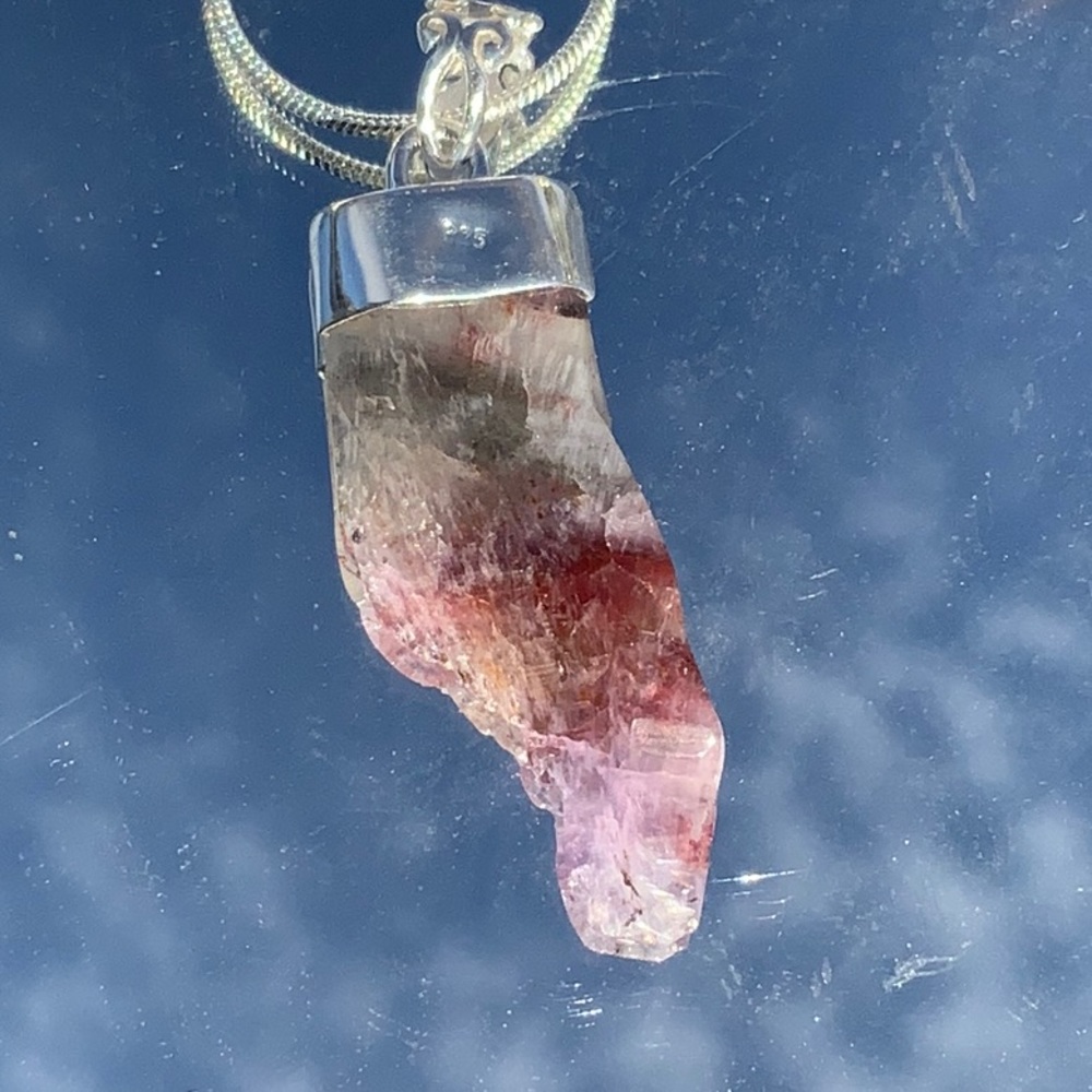 SUPER 7 CACOXENITE SLICE 925 STERLING SILVER PENDANT